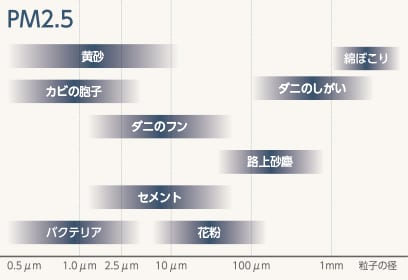 微小粒子物質の種類と大きさ